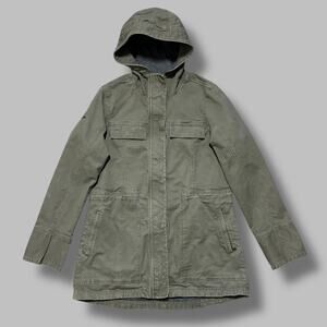 prAna Parka Coat Military Jacket Full Zip Organic Cotton Lined Brown Womens M